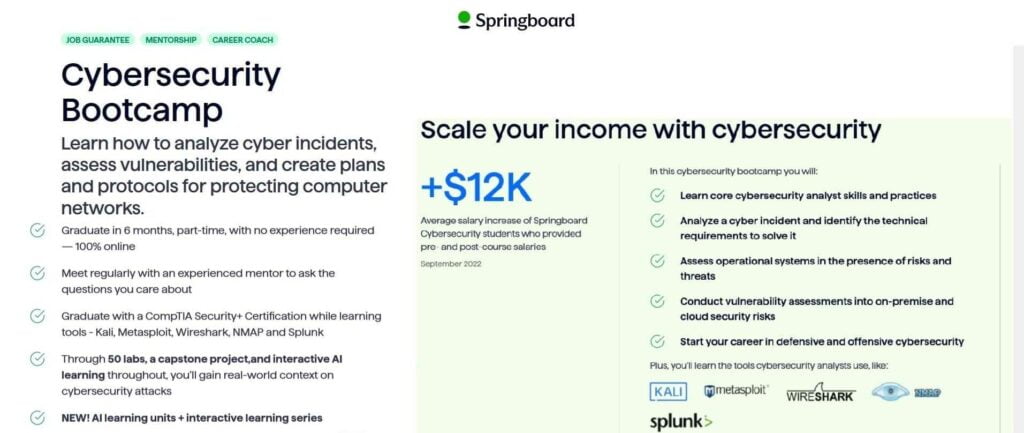 Springboard Cybersecurity Bootcamp
